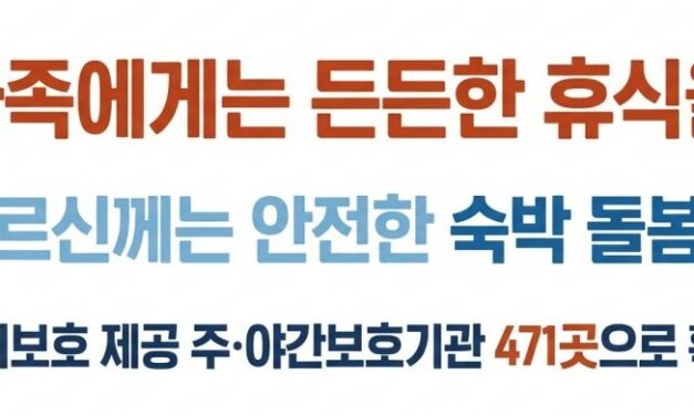 장기요양 어르신 단기보호 주·야간보호기관 471곳 확대…가족 돌봄 부담 완화 기대